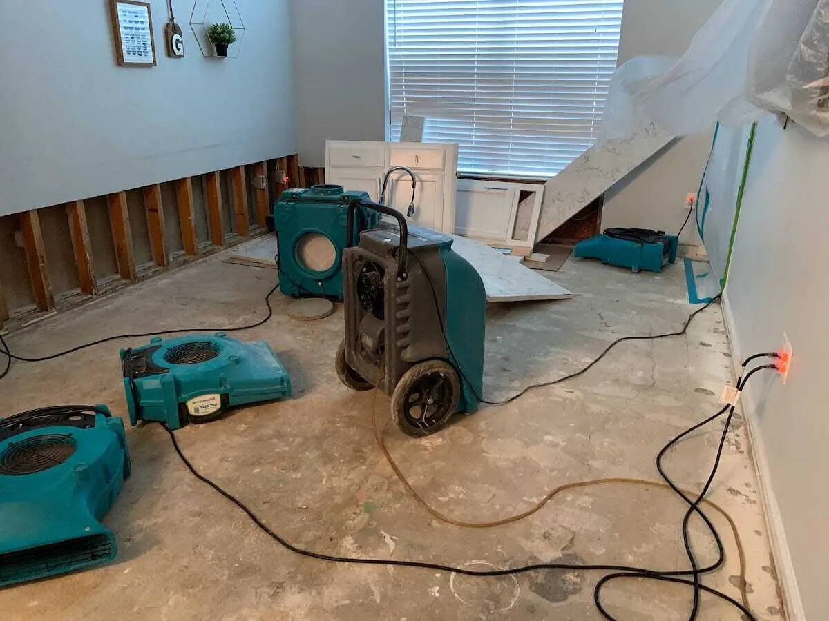 Dehumidifier in flood-cut room for Water Extraction & Removal in Duvall